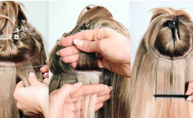 Наращивание волос лентами